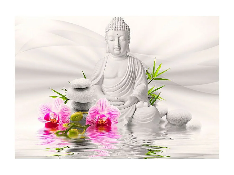 Papier Peint "Bouddha & Orchidées" 140 x 200 cm