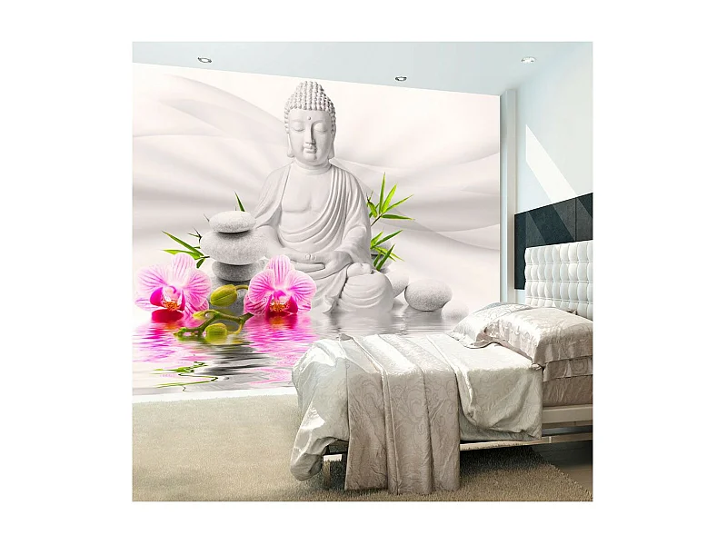 Papier Peint "Bouddha & Orchidées" 140 x 200 cm
