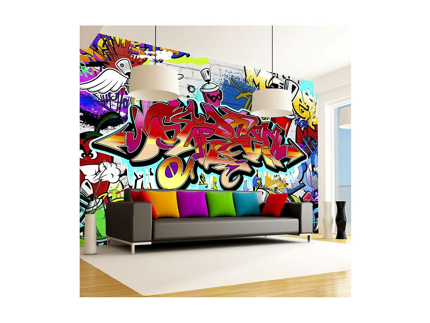 Papier Peint "Street Art Red Theme" 175 x 250 cm