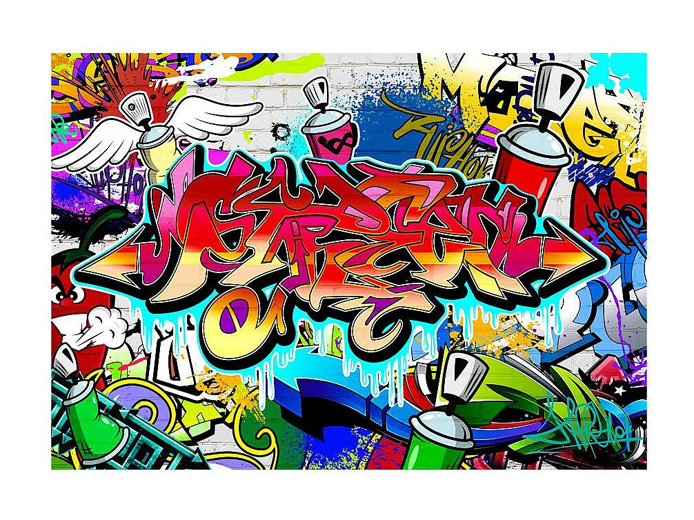 Papier Peint "Street Art Red Theme" 175 x 250 cm