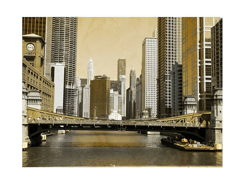 Papier Peint "Chicago's Bridge Vintage Effect" 193 x 250 cm