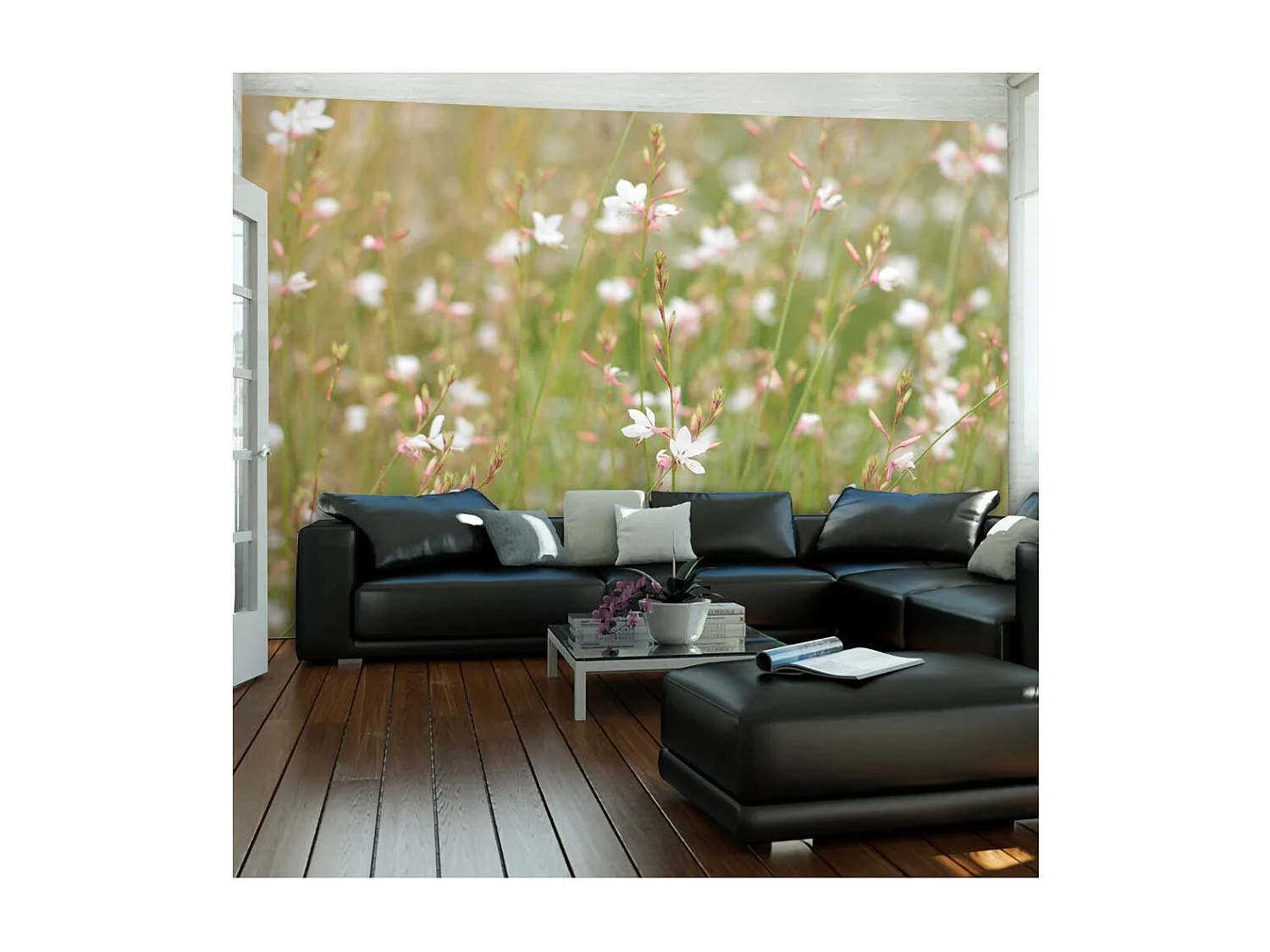 Papier Peint "Petites Fleurs Blanches" 231 x 300 cm