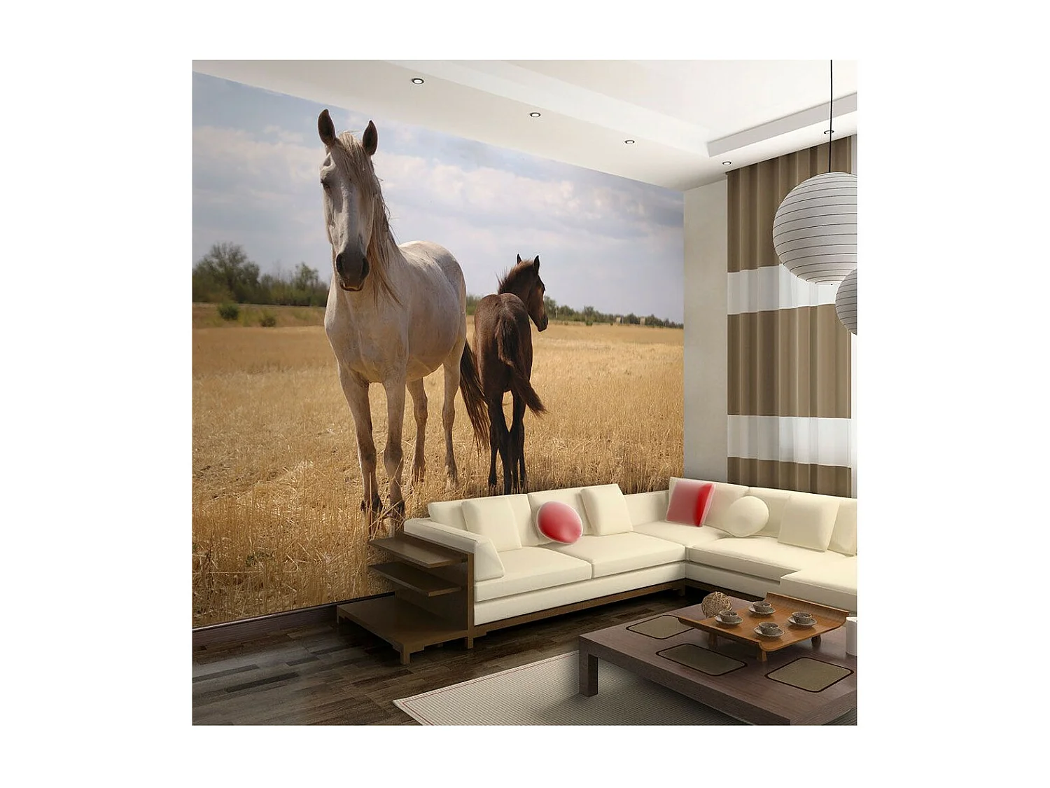 Papier Peint "Cheval & Poulain" 154 x 200 cm