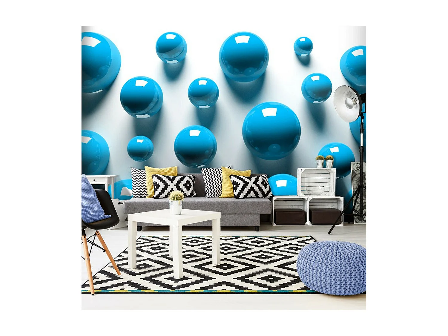 Papier Peint "Blue Balls" 210 x 300 cm