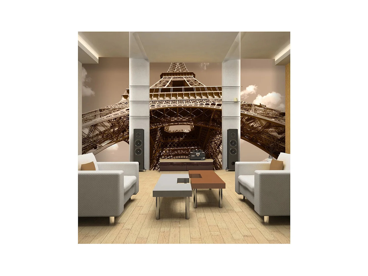 Papier Peint "Tour Eiffel en Sépia" 270 x 350 cm