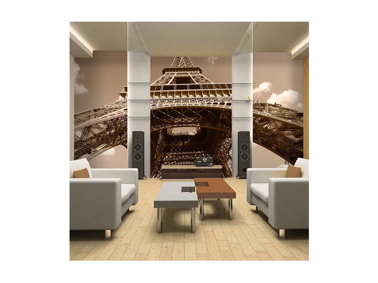 Papier Peint "Tour Eiffel en Sépia" 270 x 350 cm