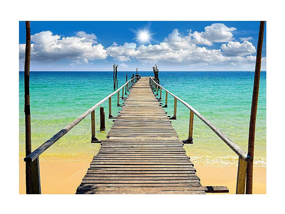 Papier Peint "Plage, Soleil, Jetée" 70 x 100 cm