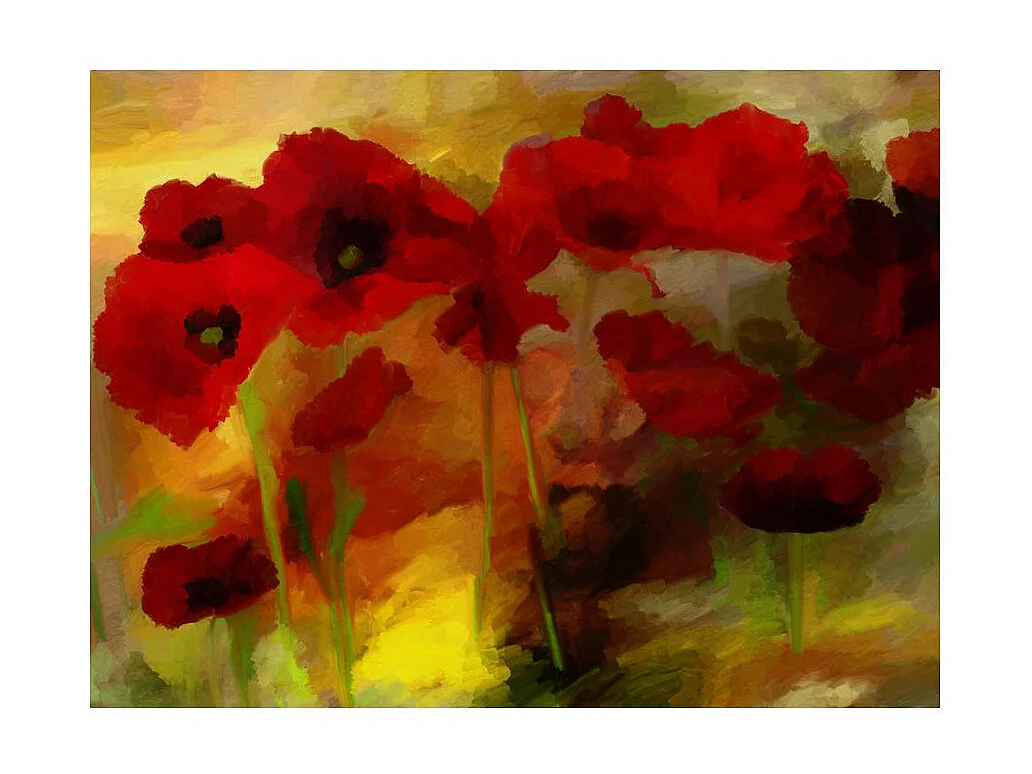 Papier Peint "Poppies in Warm Tone" 154 x 200 cm