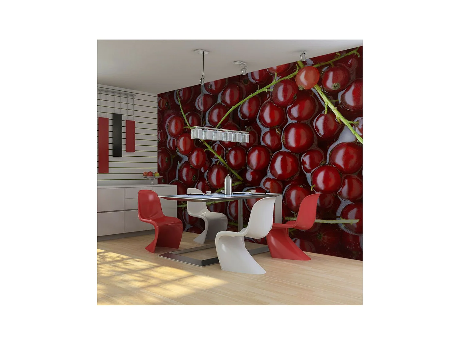 Papier Peint "Groseilles Rouges dans l'Eau" 270 x 350 cm