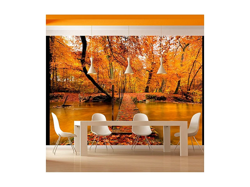 Papier Peint "Passerelle en Bois dans la Forêt" 193 x 250 cm