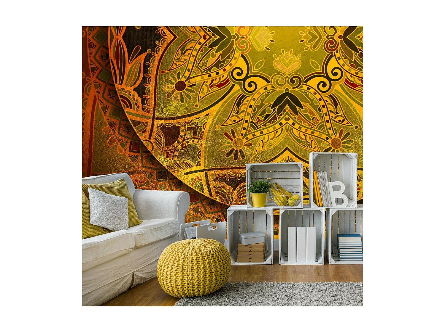 Papier Peint "Mandala : Golden Poem" 210 x 300 cm