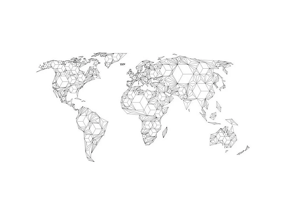 Papier Peint "Map of the World White Solids" 309 x 400 cm