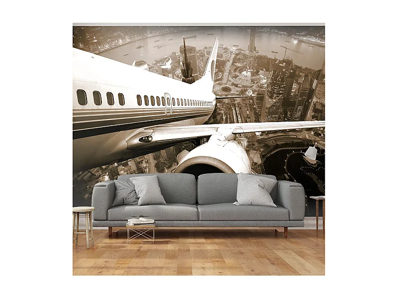 Papier Peint "Avion Décollant de l'Aéroport" 154 x 200 cm
