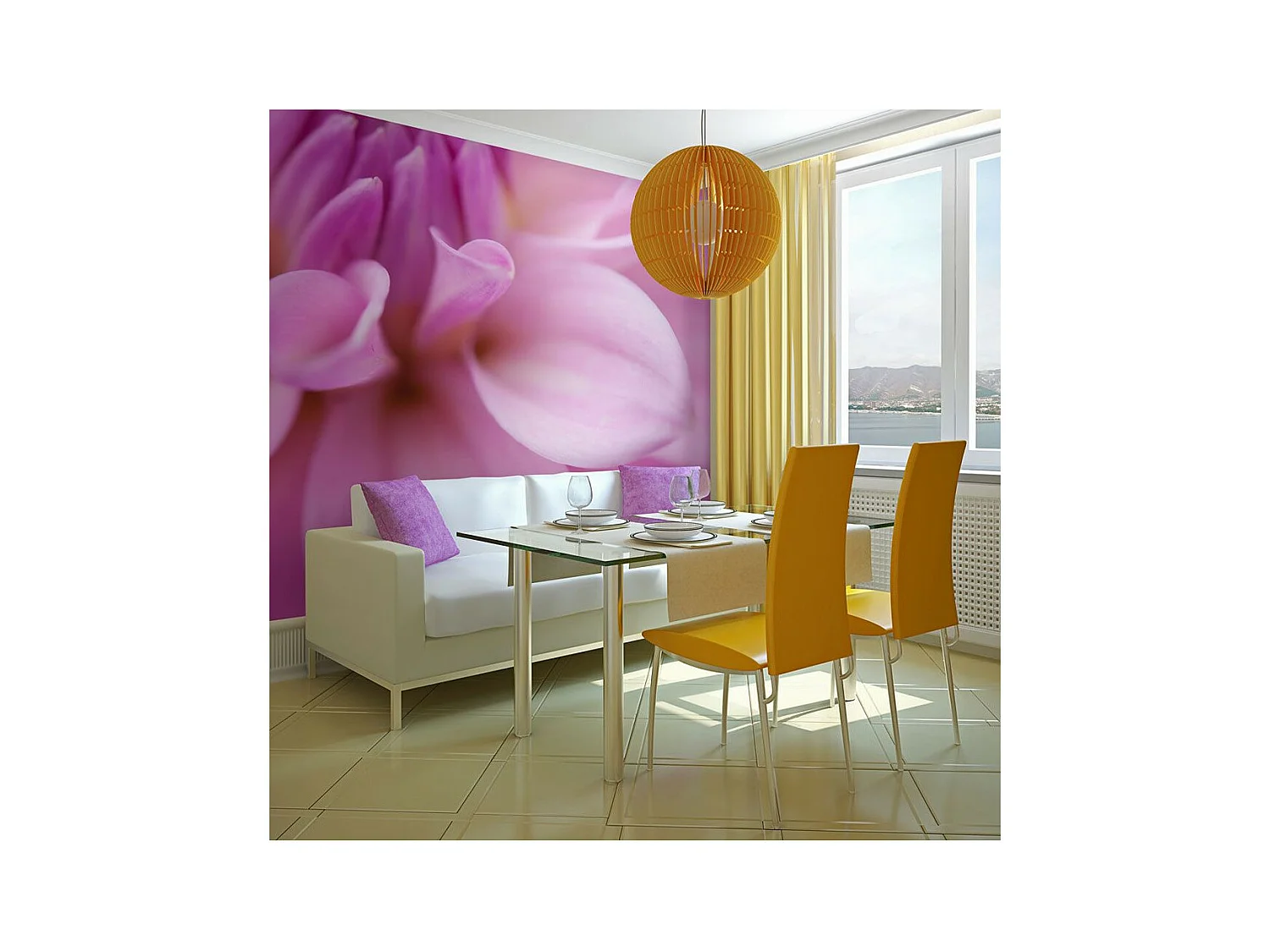 Papier Peint "Pétales de Fleur Dahlia" 154 x 200 cm