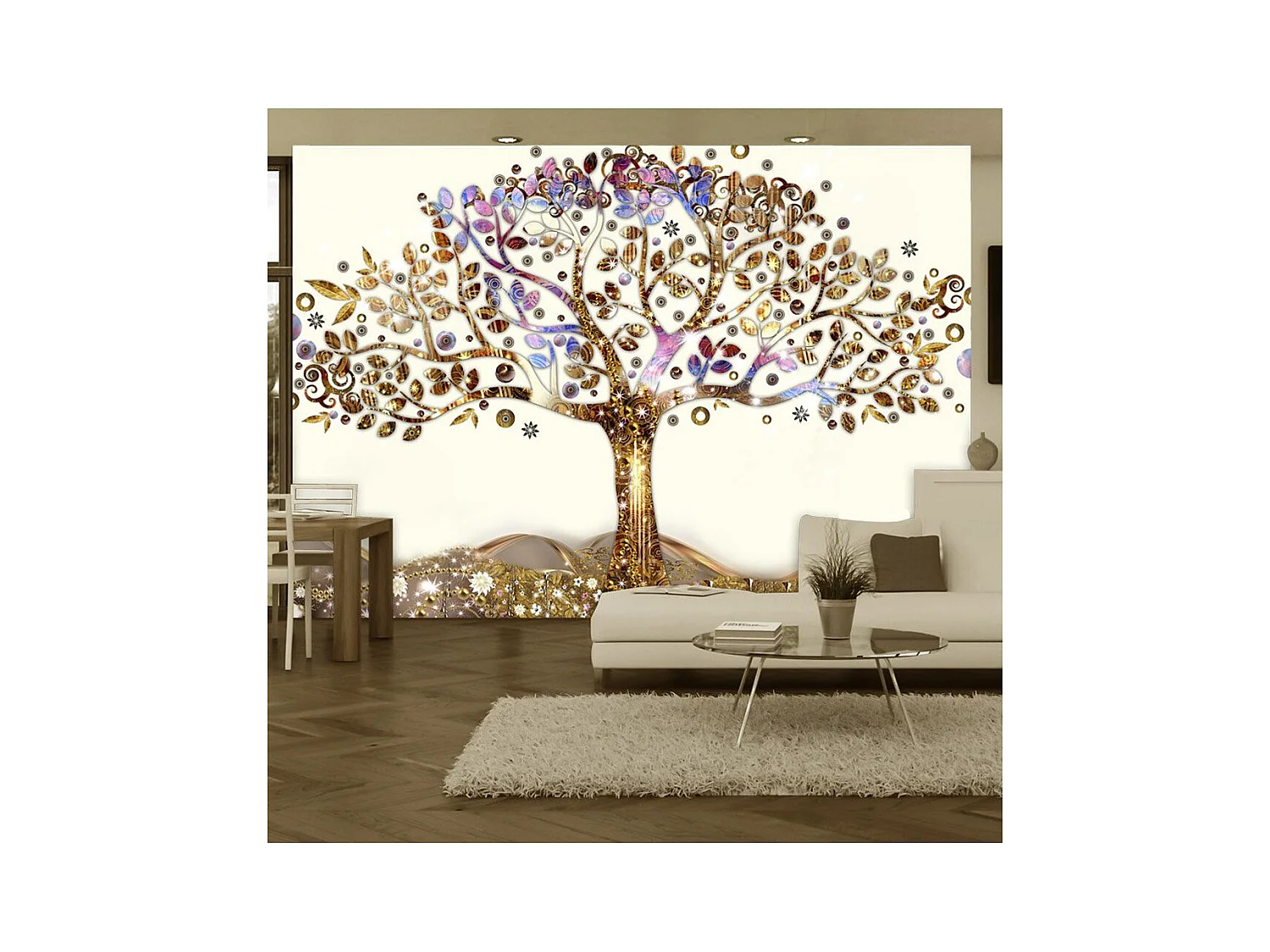 Papier Peint "Arbre Doré" 245 x 350 cm