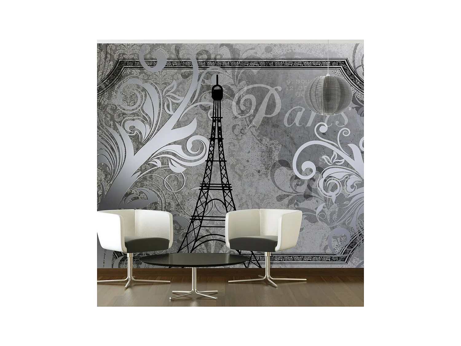 Papier Peint "Vintage Paris Silver" 70 x 100 cm