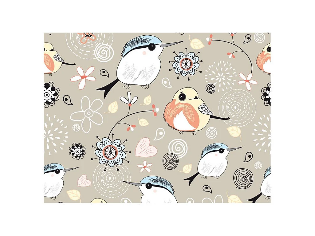Papier Peint "Oiseaux sur Fond Rose" 270 x 350 cm