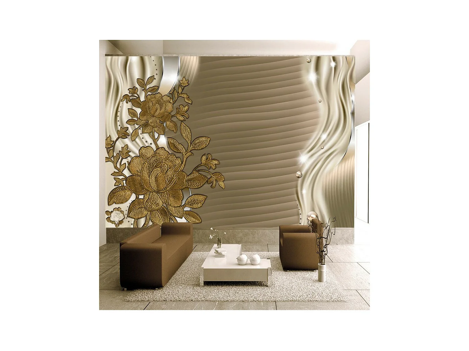 Papier Peint "Golden Buds" 245 x 350 cm