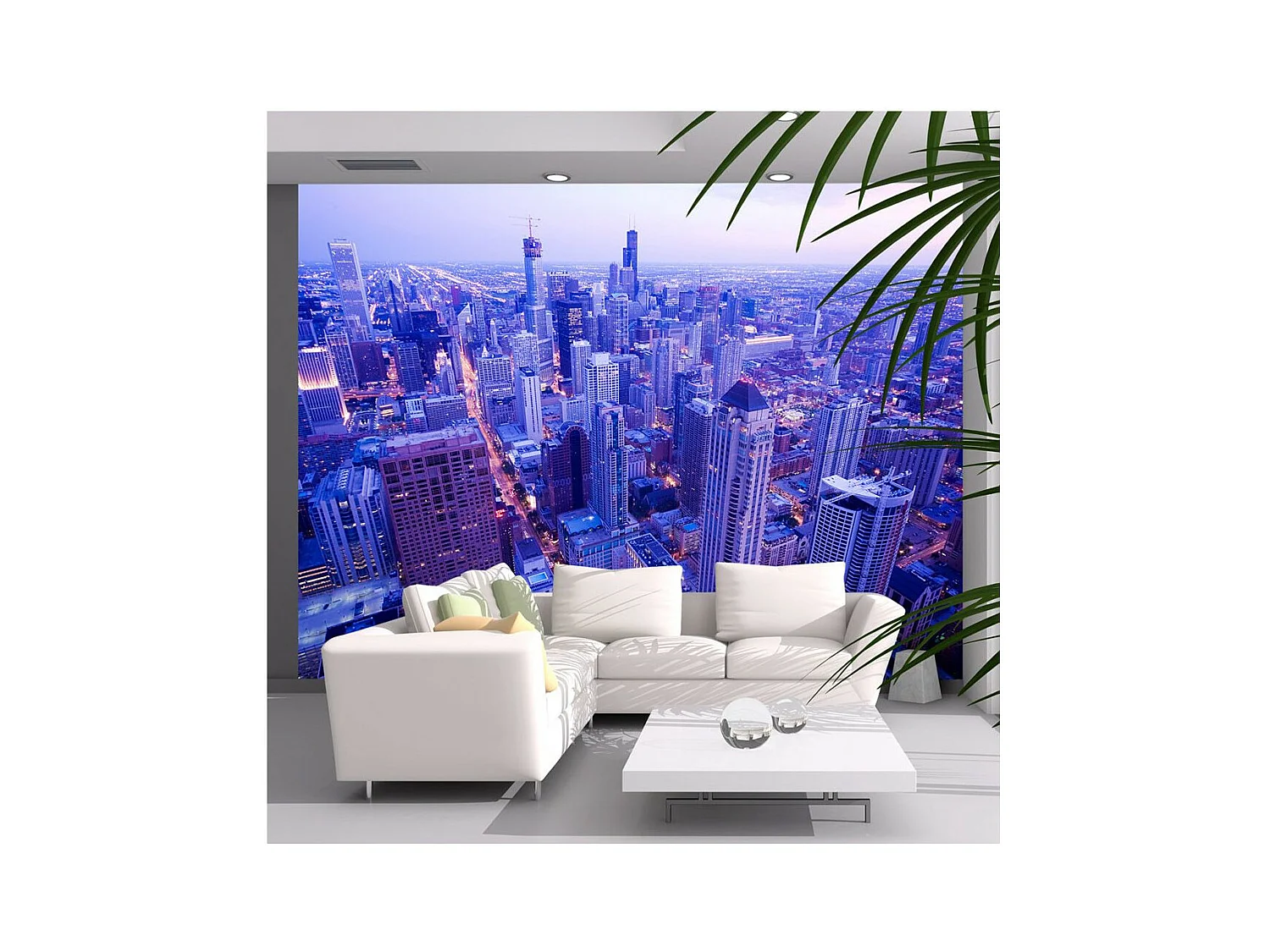 Papier Peint "Chicago : Lumières Timides au Crépuscule" 193 x 250 cm