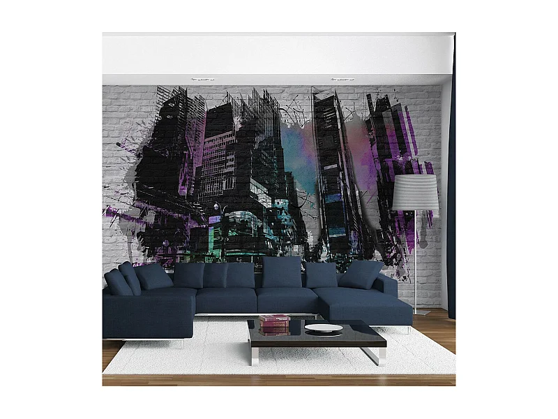 Papier Peint "Art Urbain : Grande Ville Moderne" 154 x 200 cm