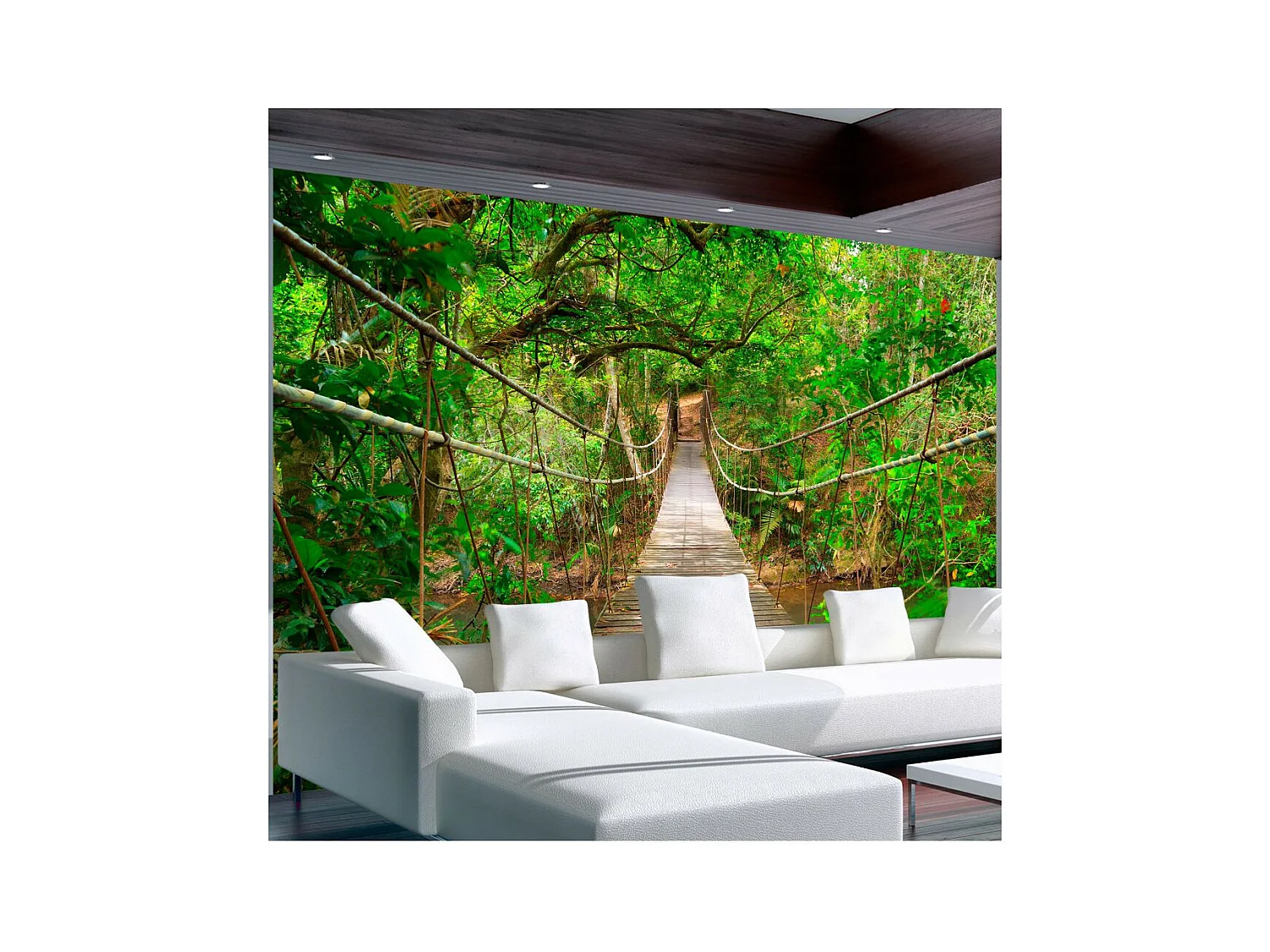 Papier Peint "Bridge Amid Greenery" 140 x 200 cm