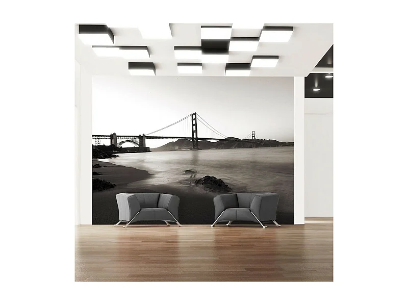 Papier Peint "San Francisco : Golden Gate en Noir & Blanc" 231 x 300 cm