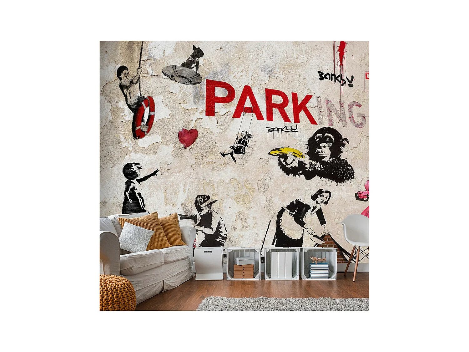 Papier Peint "Banksy - Graffiti Collage" 105 x 150 cm