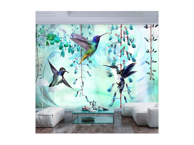 Papier Peint "Flying Hummingbirds Green" 105 x 150 cm