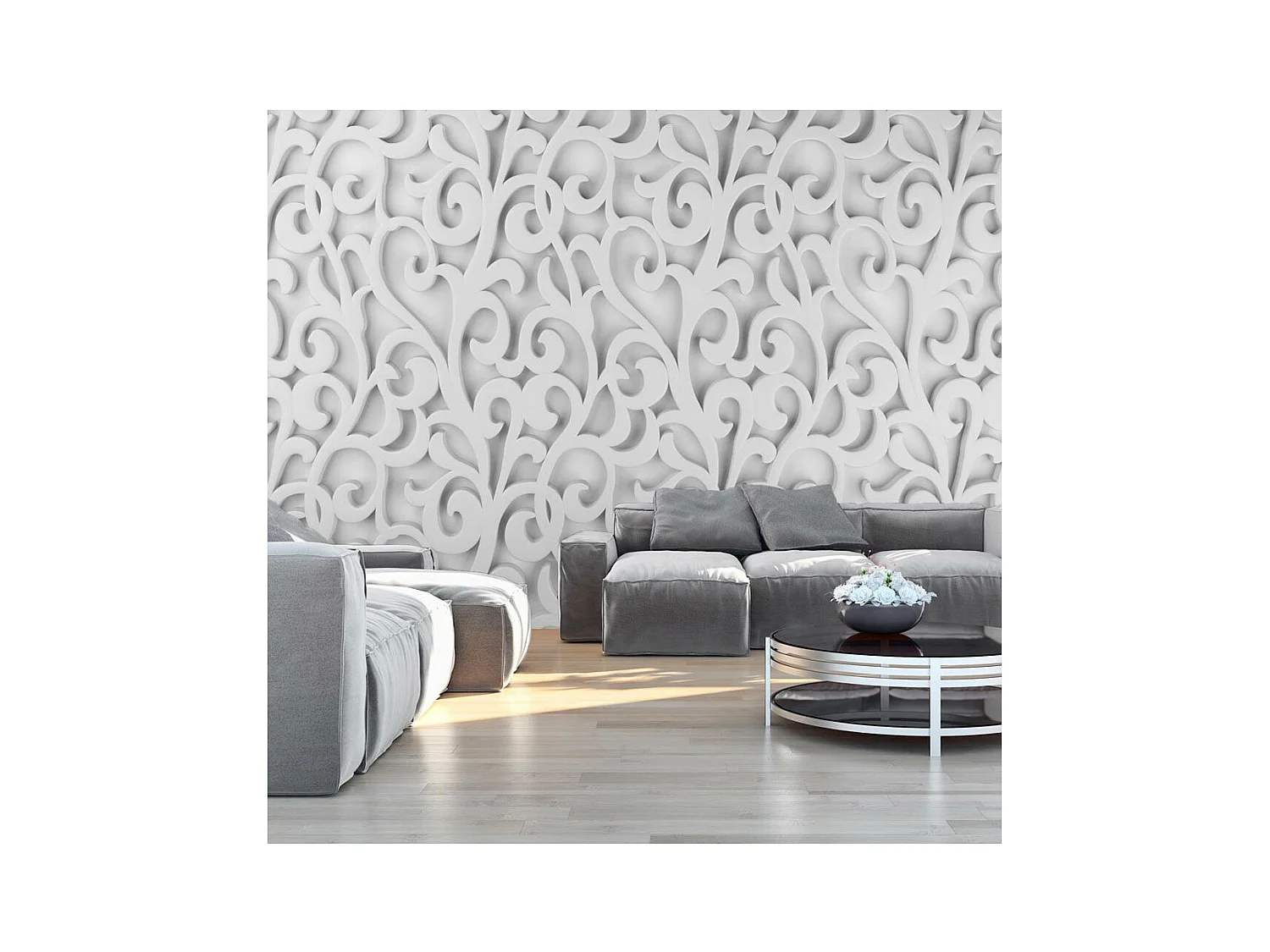 Papier Peint "White Ornament" 70 x 100 cm