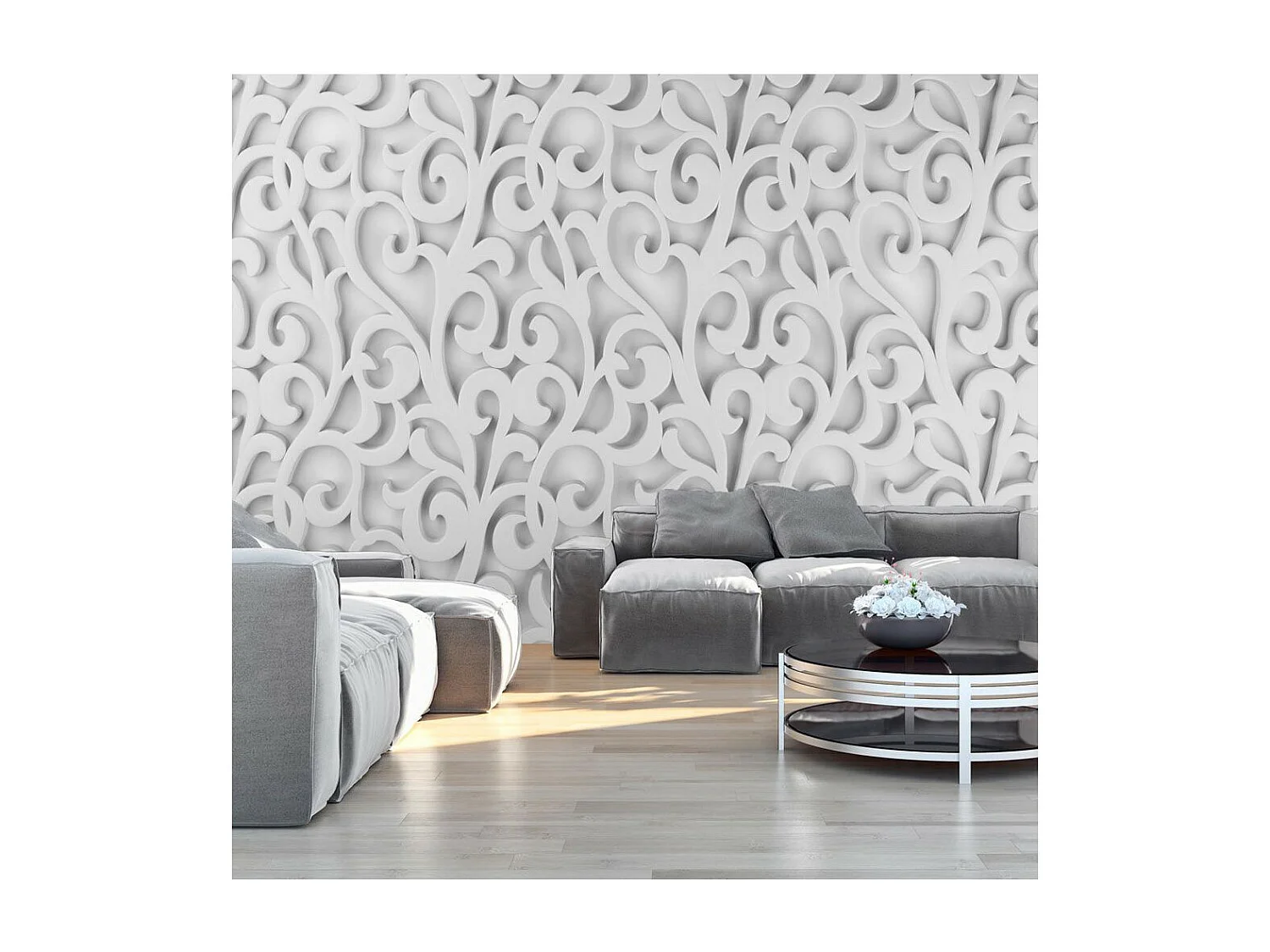 Papier Peint "White Ornament" 70 x 100 cm