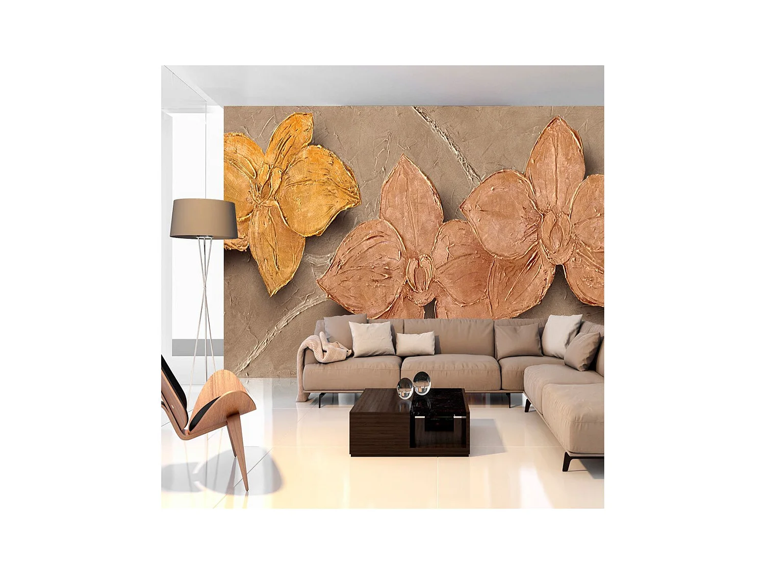 Papier Peint "Painted Orchids" 140 x 200 cm