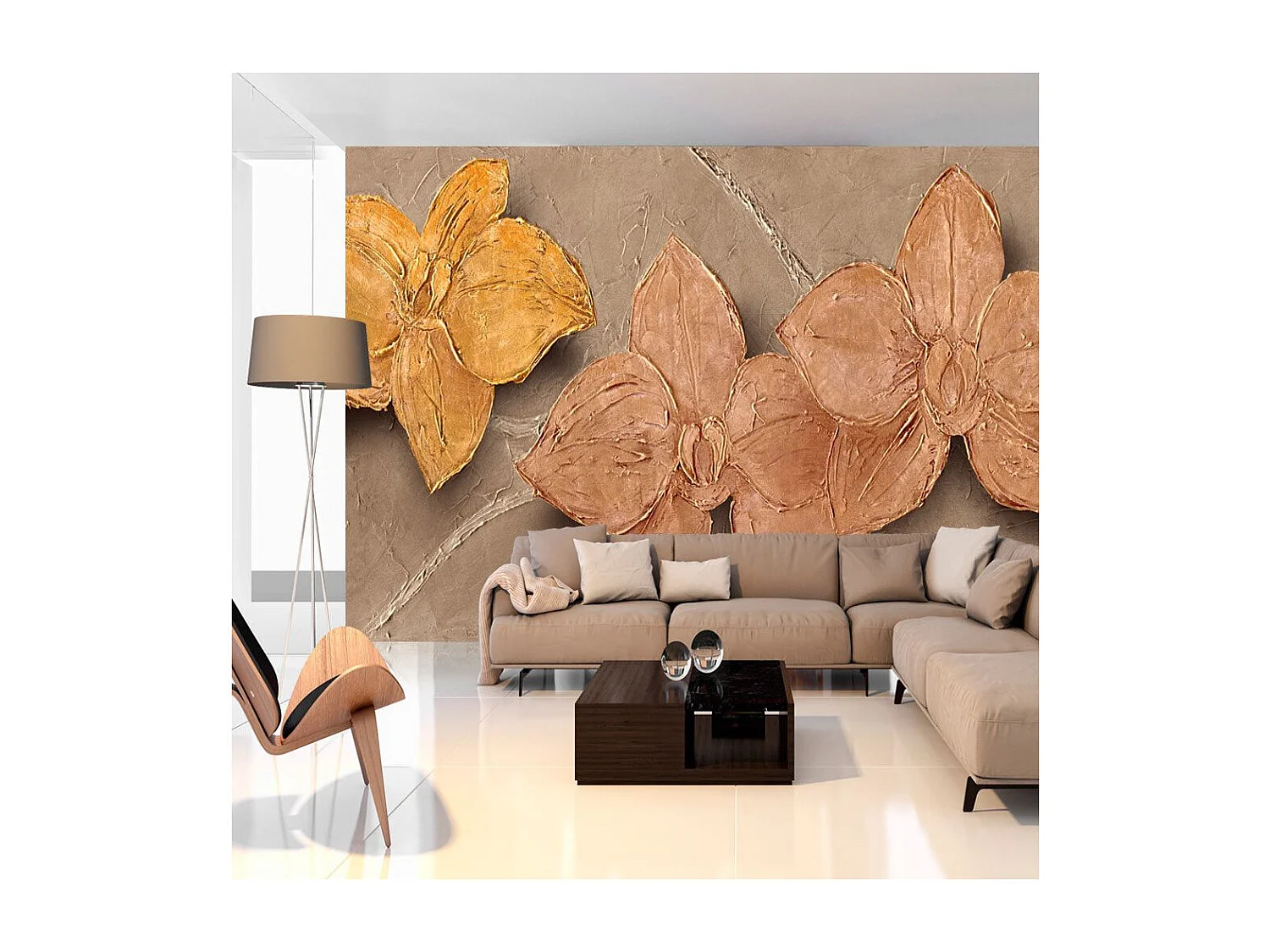 Papier Peint "Painted Orchids" 140 x 200 cm