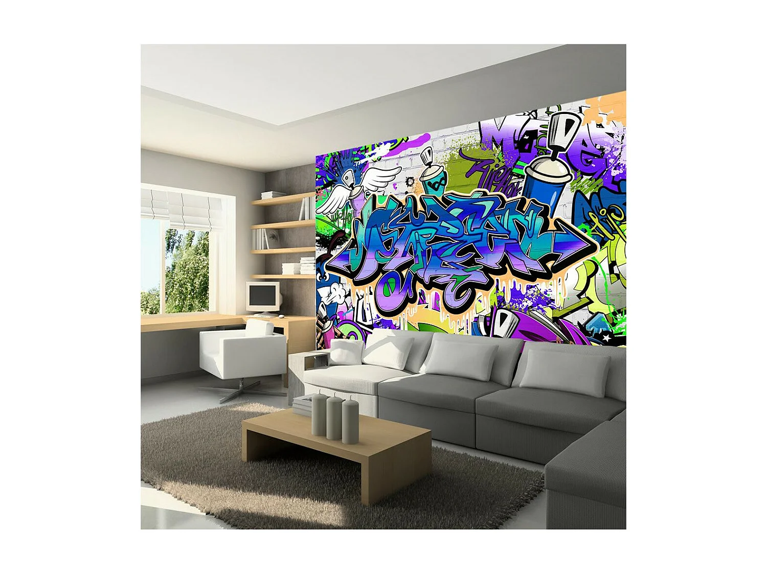 Papier Peint "Graffiti : Violet Theme" 140 x 200 cm