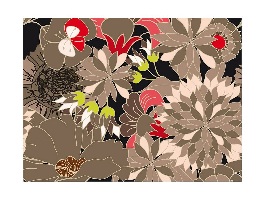 Papier Peint "Motif Floral Gris" 154 x 200 cm