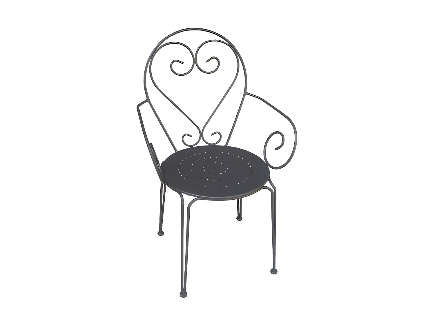 Set van 4 metalen tuinstoelen met smeedijzereffectt met armleuningen - antraciet - GUERMANTES