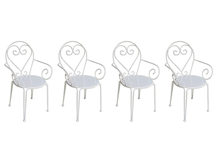 Lote 4 sillas de jardín estilo hierro forjado blanco GUERMANTES
