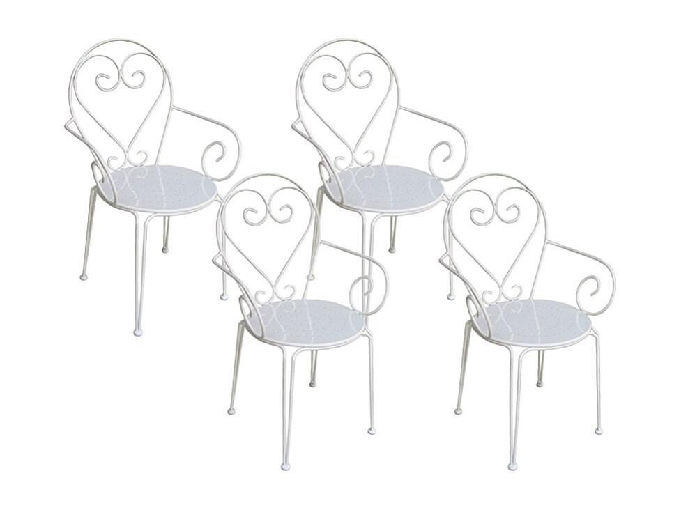 Vente-unique Gartensessel 4er-Set - Metall In Eisenoptik - Weiß - Guermantes Von Mylia