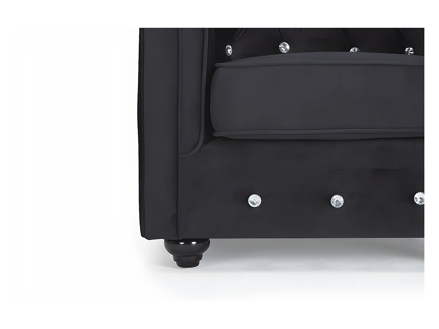 Sessel - Samt - Schwarz mit Knöpfen in Kristalloptik - CHESTERFIELD