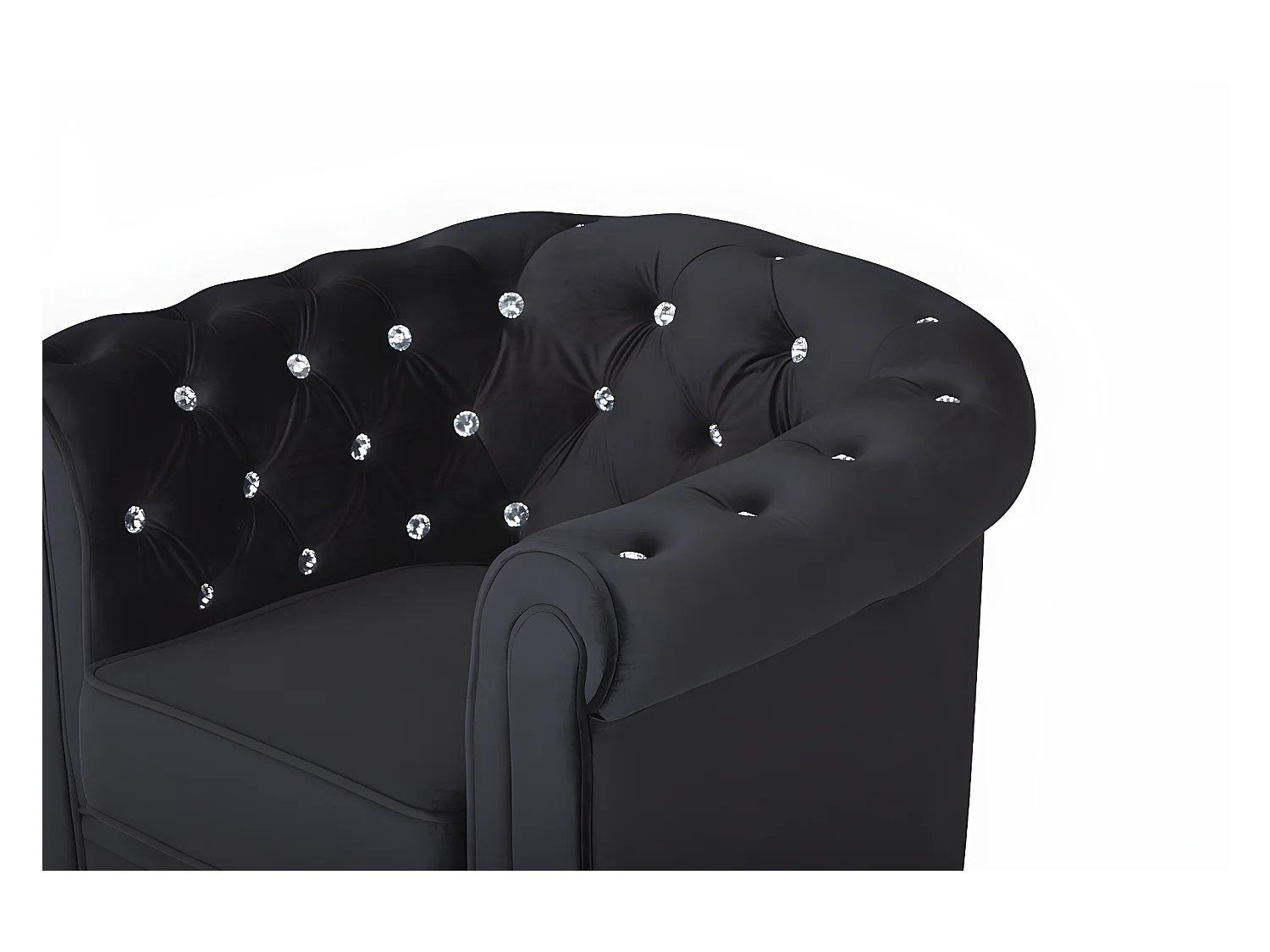 Sessel - Samt - Schwarz mit Knöpfen in Kristalloptik - CHESTERFIELD