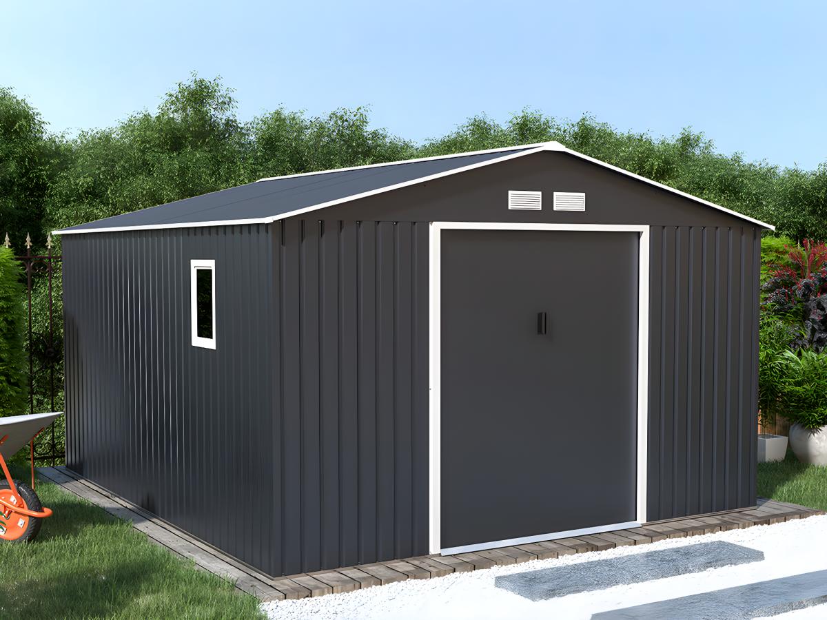 Gartenhaus ARCHER aus verzinktem grauen Stahl 12,99m²