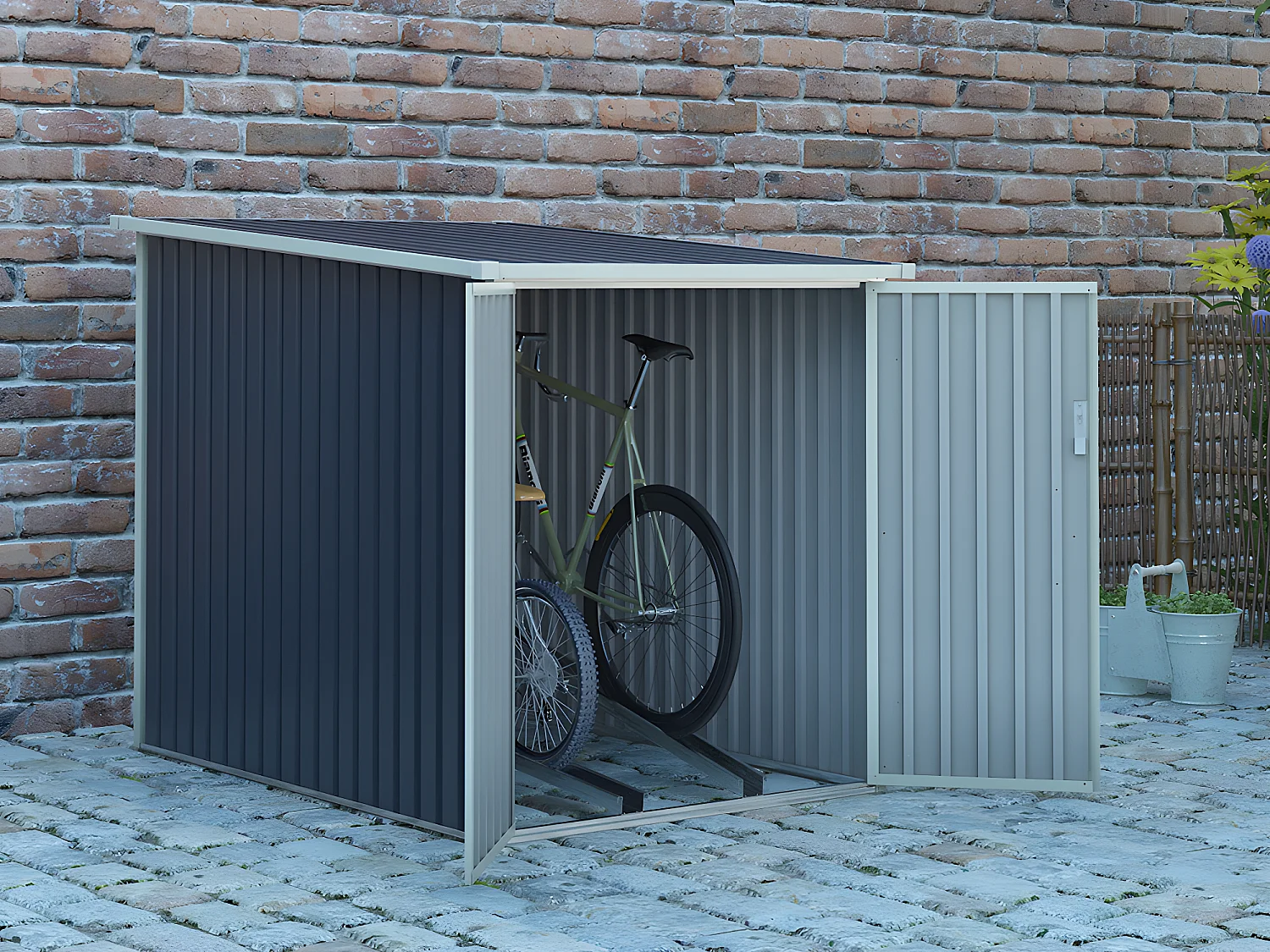 Abri à vélo métal en acier galvanisé gris anthracite 2,8 m² pour 2 vélos - NIKI