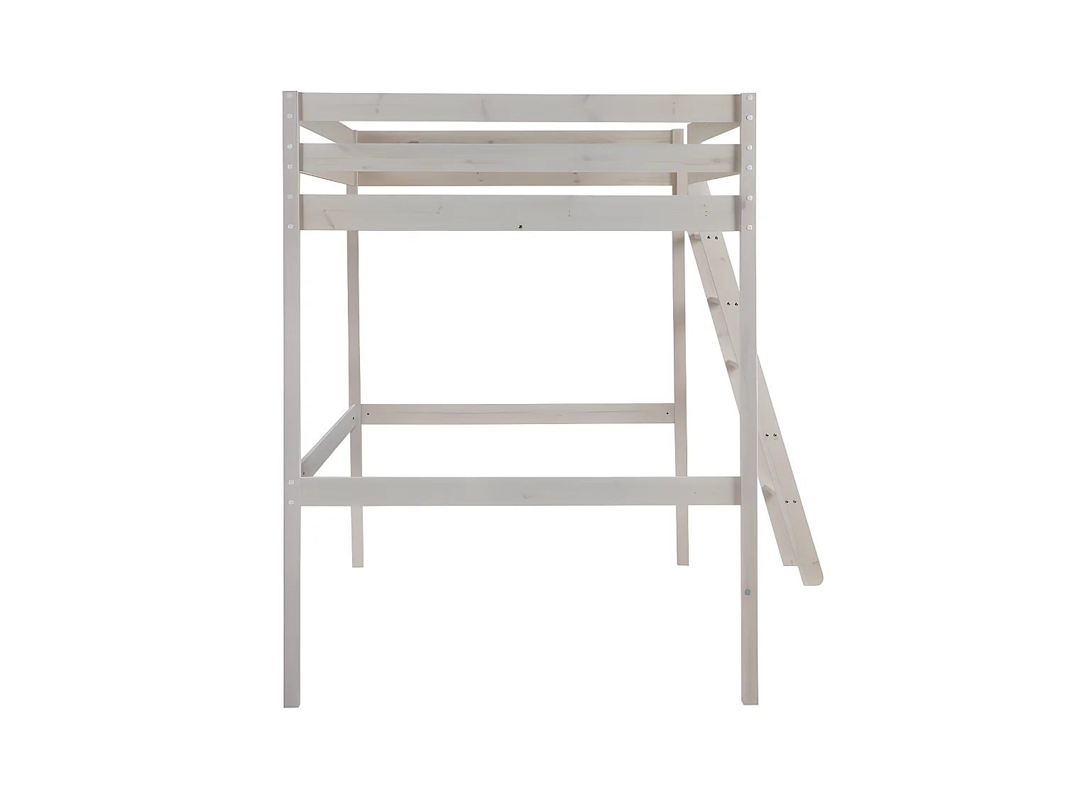 Lit mezzanine GEDEON II - 140 x 190 cm - Pin massif - Blanchi + matelas