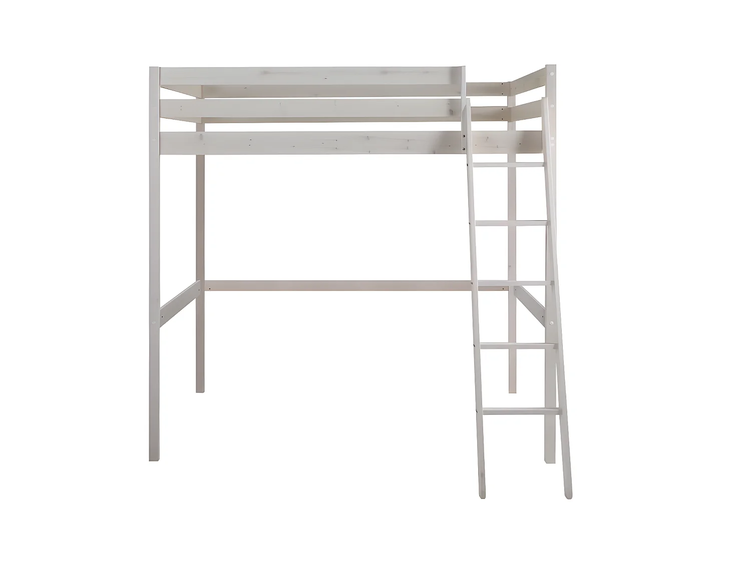 Lit mezzanine GEDEON II - 140 x 190 cm - Pin massif - Blanchi + matelas
