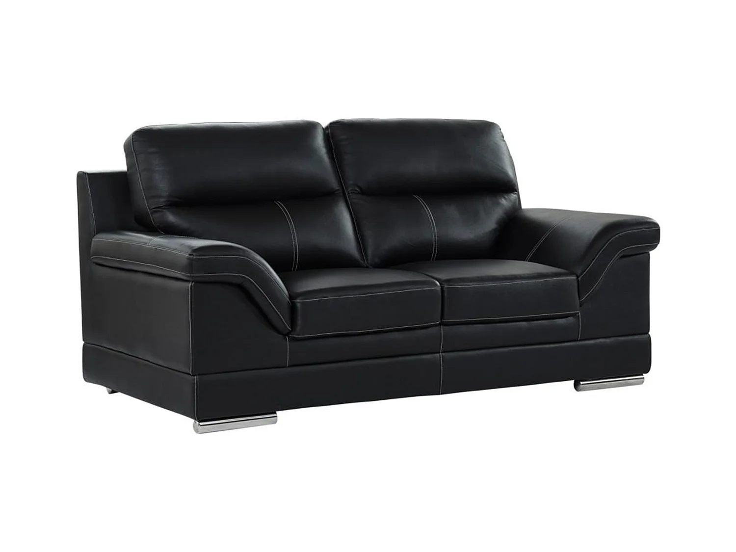 Ledersofa 2-Sitzer - Büffelleder - Schwarz - MONIKA