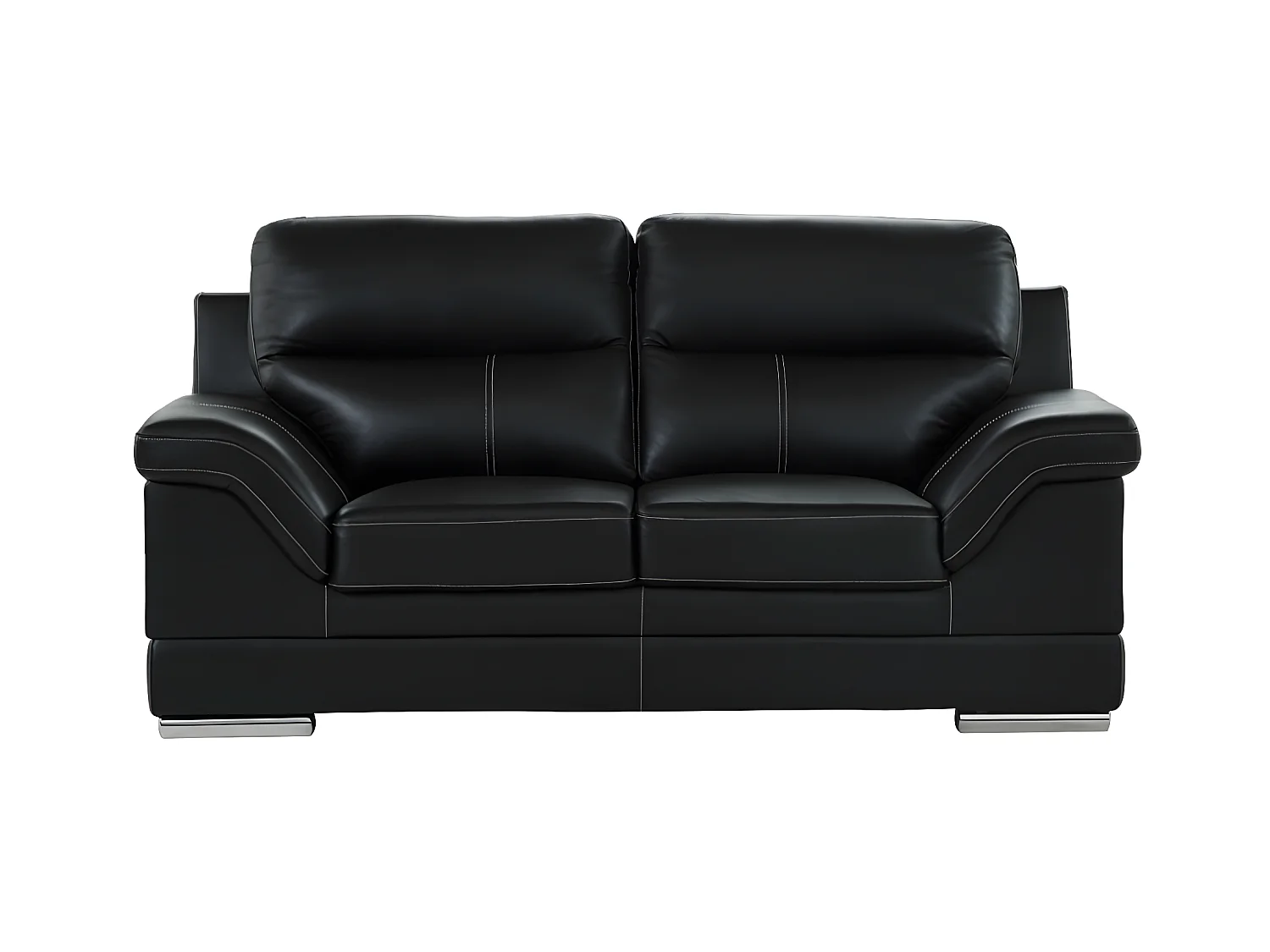 Ledersofa 2-Sitzer - Büffelleder - Schwarz - MONIKA