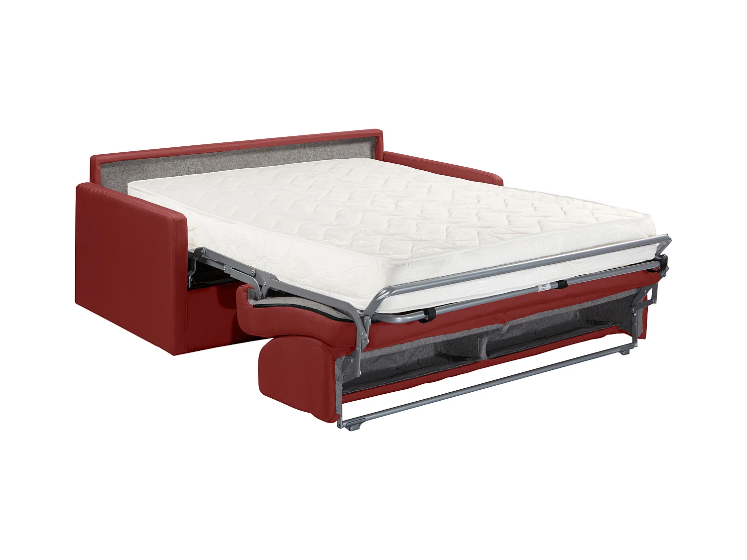 Sofá de 2 lugares rapidamente convertível em cama em tecido Vermelho - Cama de 120 cm e Colchão de 18 cm - CALIFE