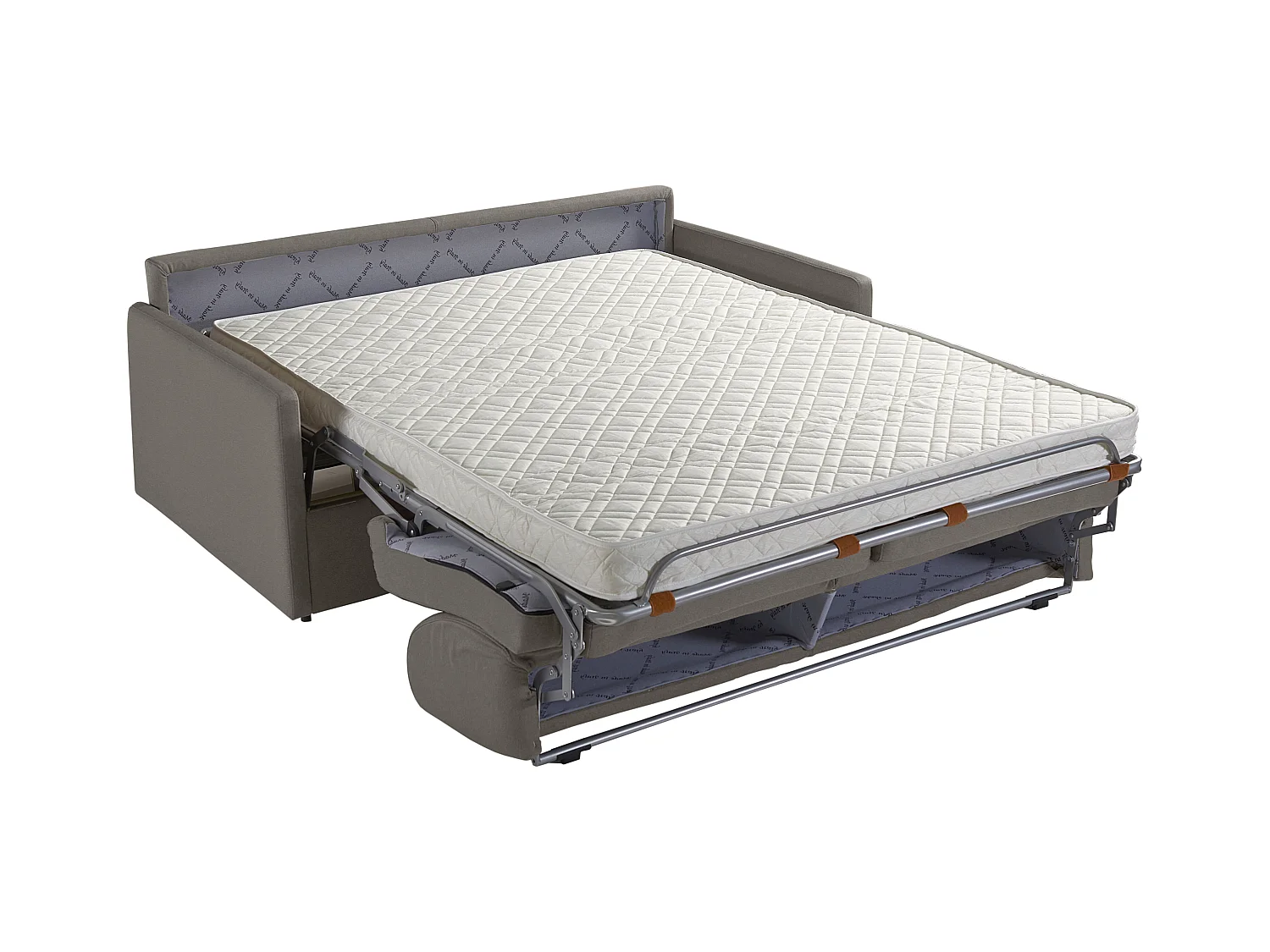 Driezits express bedbank van stof CALIFE - Licht grijs - Slaap afmeting 140  cm - matras 14 cm