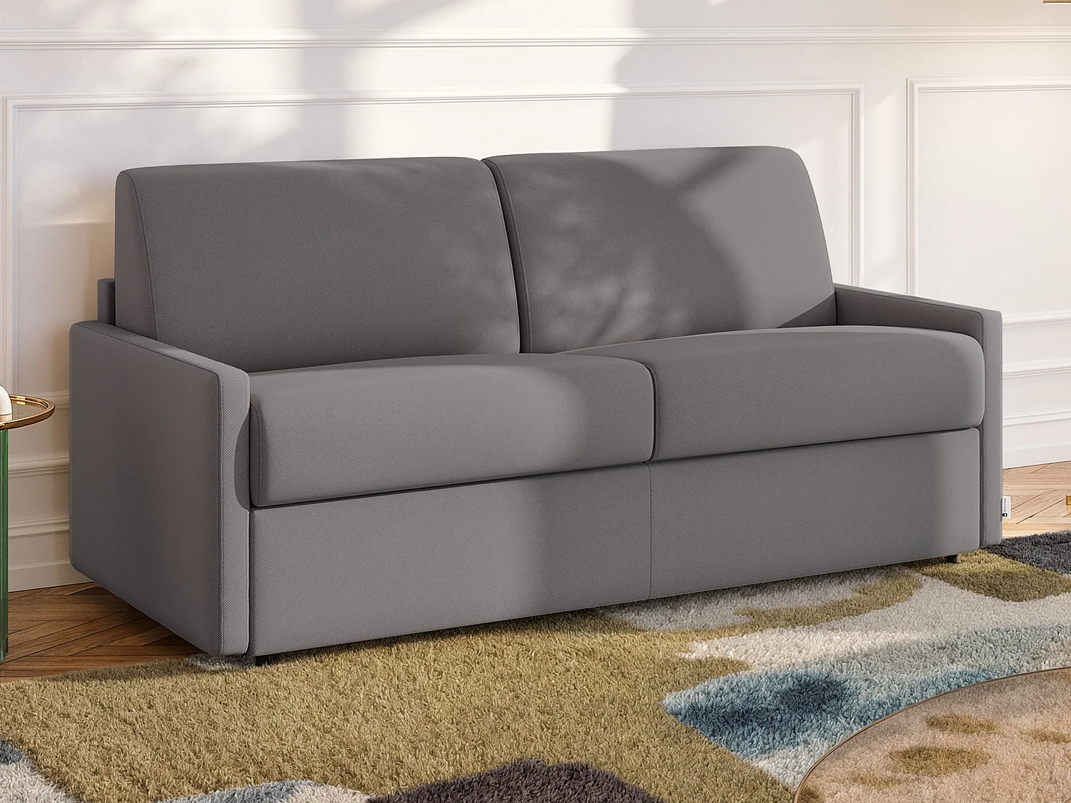 Divano letto 2 posti a ribalta Larghezza Materasso 120 cm memory foam - Spessore 22 cm in Tessuto Grigio - CALIFE