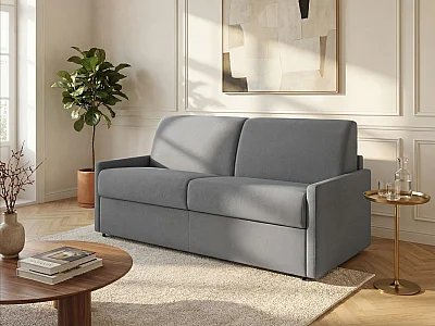 Schlafsofa 4-Sitzer - Liegefläche: 160 cm - Matratzenhöhe: 22 cm mit Memory Schaum - Stoff - Hellgrau - CALIFE