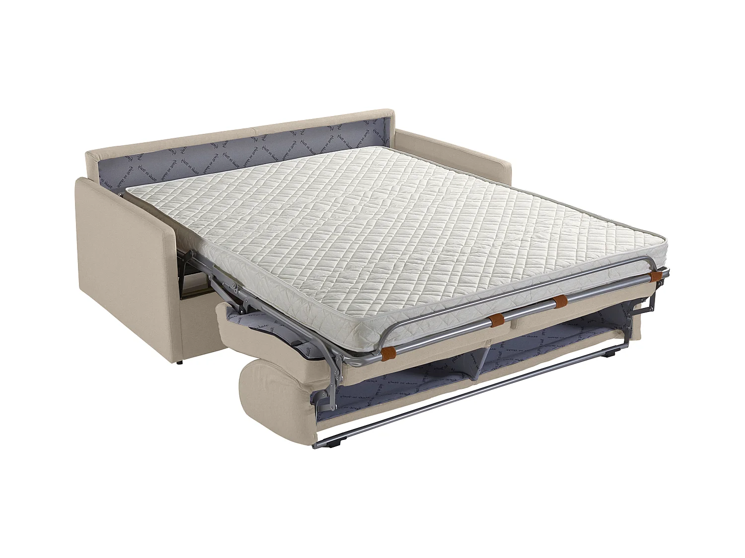 Divano letto 2 posti a ribalta Larghezza Materasso 120 cm Spessore 14 cm in Tessuto Panna - CALIFE